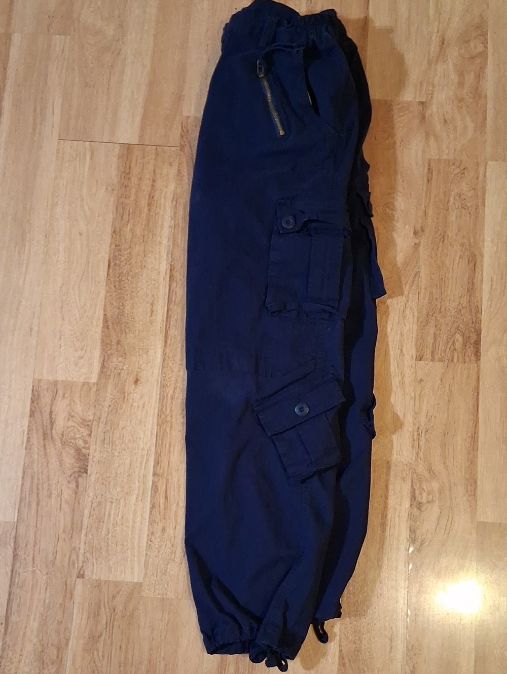 Women's Navy Cargo Jogger Pants with Utility Pockets 97% Cotton - Picture 4 of 4